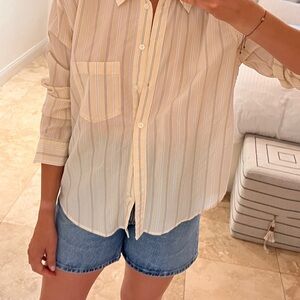 Madewell Striped Cream Button-Up Women's Top